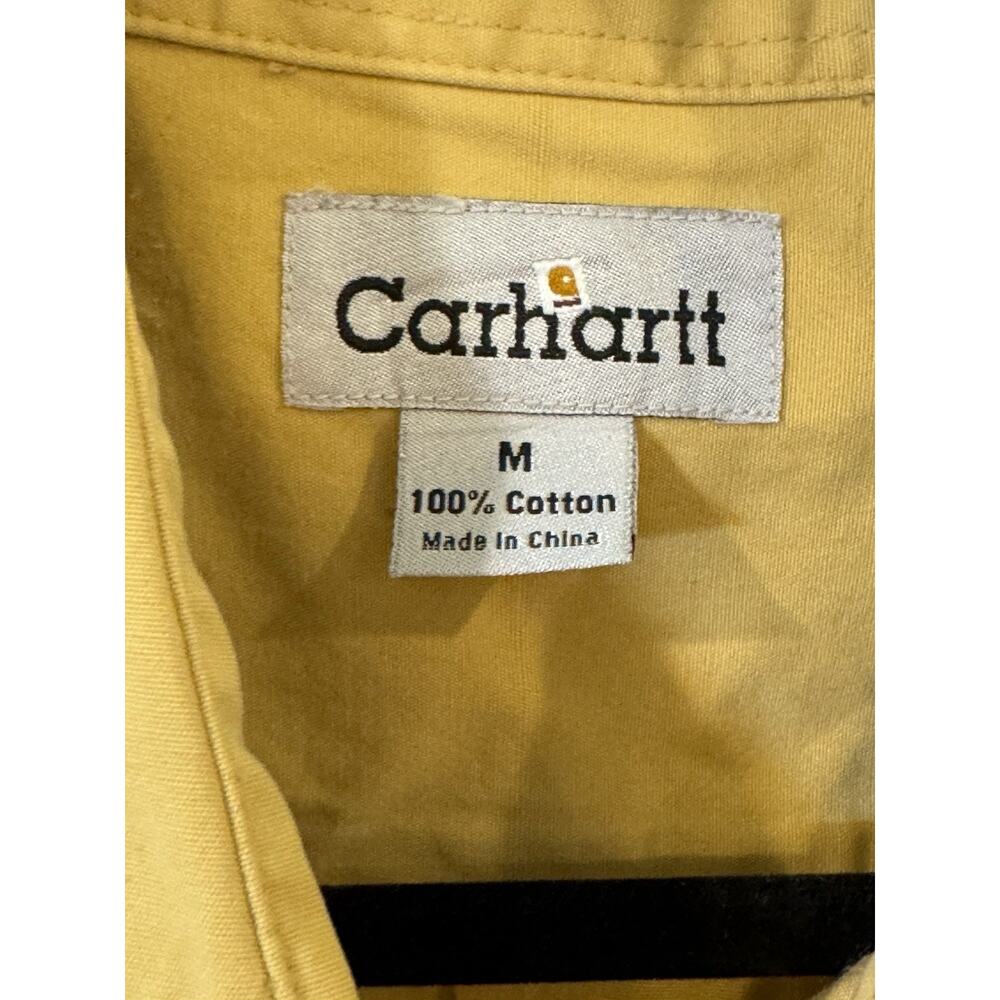 Carhartt Men’s Relaxed Fit Short Sleeve Button Down Shirt M Yellow Pockets Read - Picture 3 of 6